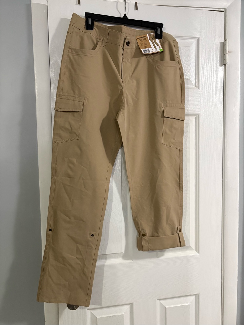 Eddie Bauer Women's Straight-Leg Cargo Pants in Khaki